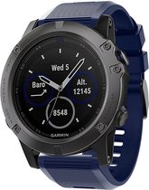 Siliconen sport bandje geschikt voor Garmin Fenix 5x - Plus & Sapphire - Fenix 6x - Pro & Sapphire - Garmin Fenix 7x - Solar & Sapphire - Quickfit 26 / 26mm band voor Garmin smartwatches - Horlogebandje - Polsband - donker blauw