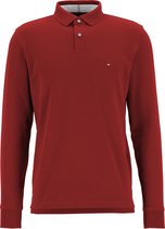 Tommy Hilfiger 1985 regular long sleeve polo - donkerrood (Regatta Red) -  Maat: XL