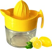 Citroenpers 300 ml - Citruspers - Limoenpers - Citroenpers Handmatig - Citroen zuur - Citroen knijper - Glazen opvang - Geel