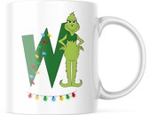 Kerst Mok: Grinch Letter W | Kerst Decoratie | Kerst Versiering | Grappige Cadeaus | Koffiemok | Koffiebeker | Theemok | Theebeker