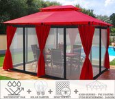 ElJardin - Partytent - 4x3 - Waterdicht Dak - Zijwanden - Insectennet - Solar - Bordeaux Rood Paviljoen