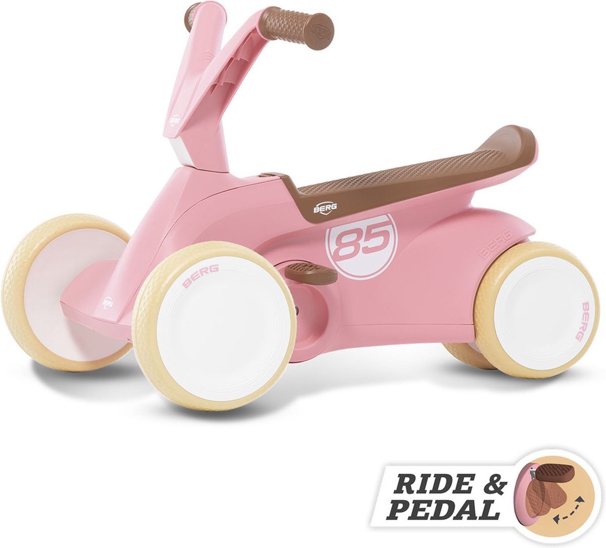 BERG GO2 Retro Loopauto en Trapauto - Speelgoed vanaf 1 jaar - Uitklapbare pedalen - 10 tot 30 maanden - Roze — afbeelding 11