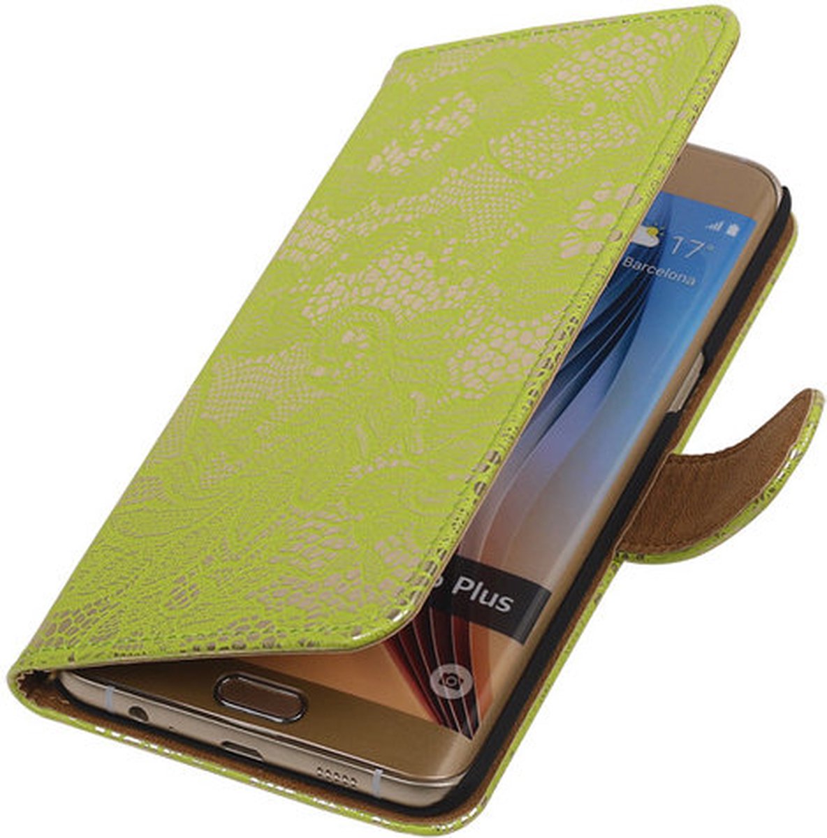 Lace Groen Hoesje - Samsung Galaxy S6 edge Plus - Book Case Wallet Cover Beschermhoes