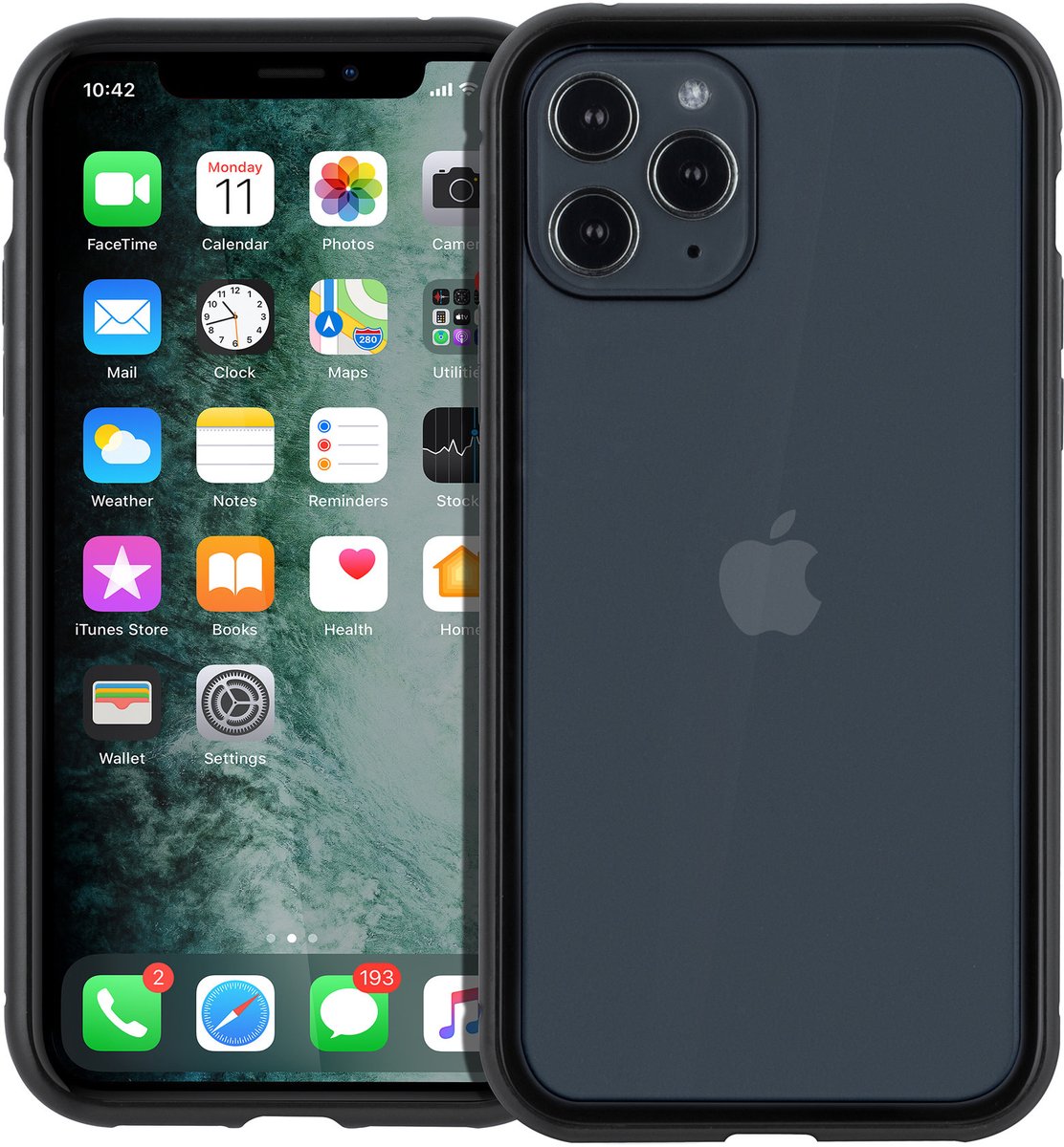 Apple iPhone 11 Pro zwart Backcover hoesje - Glas en metaal