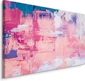 Schilderij - Kleurrijk Abstract, Roze en Rood, Premium Print