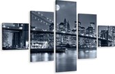 Schilderij New York City in de nacht, NYC, 5 luik, Premium print