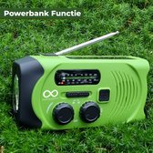 Noodradio - Solar - Opwindbaar - Groen - Powerbank zonneenergie - Zaklamp - draagbare radio