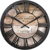 Wandklok - Vintage Stijl - Diameter: 39 cm - Bruin / Koperkleurig - Gebruikte look
