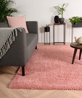 Hoogpolig vloerkleed shaggy Trend effen - roze 200x300 cm