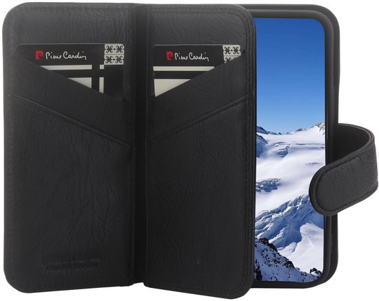 Etui Bookcase hoesje iPhone 12 Mini - Pierre Cardin - Zwart Cuir