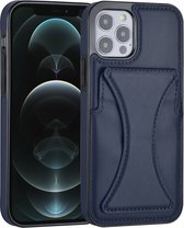 Blauw hoesje voor iPhone 12 - 12 Pro - Back Cover - Pasjeshouder - Multifunctionele Handstrap