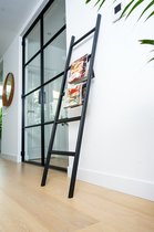 Houten ladder zwart eiken - Houten decoratie ladder zwart eiken