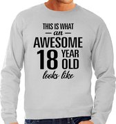 Awesome 18 year - geweldige 18 jaar cadeau sweater grijs heren -  Verjaardag cadeau trui XL