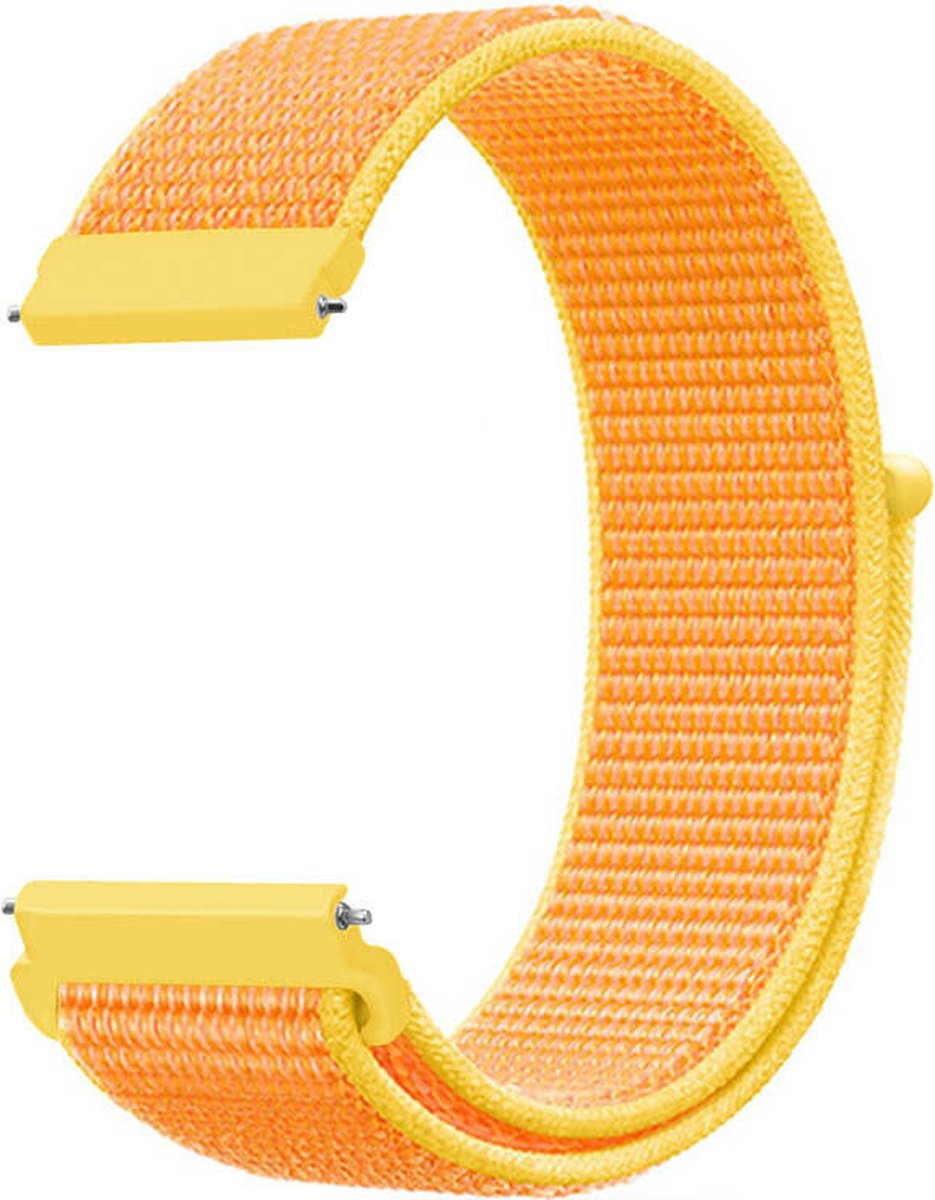 Strap-it Smartwatch bandje 22mm - zacht nylon bandje geschikt voor Samsung Galaxy Watch 46mm / Galaxy Watch 3 45mm / Gear S3 Classic & Frontier - OnePlus Watch - Amazfit GTR 47mm / GTR 2 / GTR 3 - Pro - oranje/geel