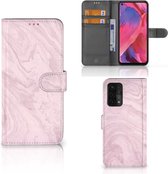 Étui pour téléphone portable OPPO A54 5G | A74 5G | Étui à rabat A93 5G Pink marbré