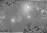 Floral Pattern Black White Grey Photo Wallcovering