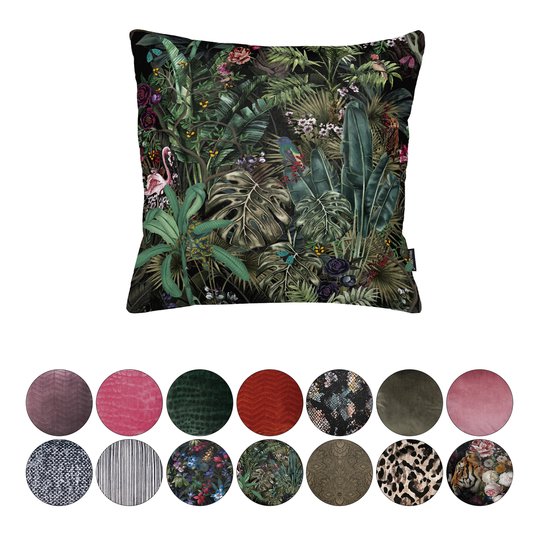 Melli Mello Jungle Paradise - Sierkussen - 45x45cm - Groen - Velvet - inclusief binnen kussen - met print
