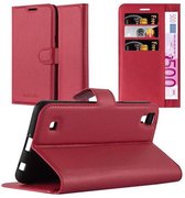 Cadorabo Hoesje geschikt voor LG X POWER in KARMIJN ROOD - Beschermhoes met magnetische sluiting, standfunctie en kaartvakje Book Case Cover Etui