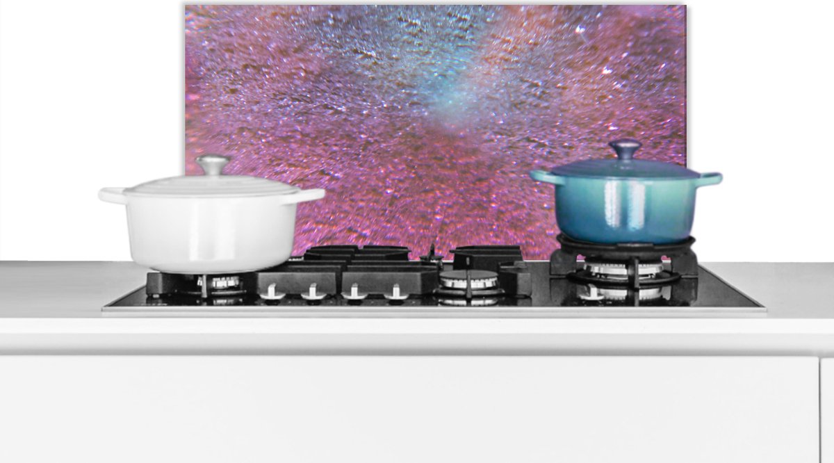 Spatscherm keuken 60x30 cm - Kookplaat achterwand Roze - Glitter - Abstract - Design - Blauw - Muurbeschermer - Spatwand fornuis - Hoogwaardig aluminium