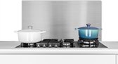 Spatscherm keuken 90x45 cm - Kookplaat achterwand Metaal print - Zilver - Lijn - Grijs - Structuur - Muurbeschermer - Spatwand fornuis - Hoogwaardig aluminium