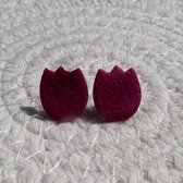 2 Love it Tulip - Clips d'oreilles - 1,3 x 1,3 cm - Acier inoxydable - Rose magenta