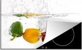 KitchenYeah® Inductie beschermer 78x52 cm - Paprika - Water - Groenten - Kookplaataccessoires - Afdekplaat voor kookplaat - Inductiebeschermer - Inductiemat - Inductieplaat mat