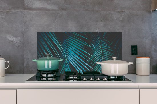 Spatscherm keuken 80x40 cm - Kookplaat achterwand Palm - Palmboom - Tropisch - Muurbeschermer - Spatwand fornuis - Hoogwaardig aluminium