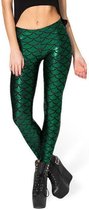 Zeemeermin kinder legging groen - maat 104-110 - kleine mermaid Ariel schubben glitter broek metallic