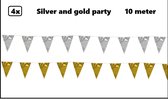 4x Vlaggenlijn Silver and Gold party 10 meter - Zilver en goud - Festival thema feest party verjaardag gala jubileum