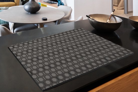 KitchenYeah® Inductie beschermer 80x52 cm - Patroon - Grijs - Zwart - Kookplaataccessoires - Afdekplaat voor kookplaat - Inductiebeschermer - Inductiemat - Inductieplaat mat