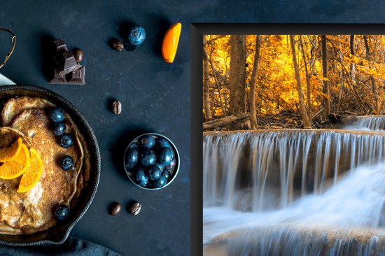 KitchenYeah® Inductie beschermer 77x51 cm - Waterval - Natuur - Bomen - Herfst - Landschap - Kookplaataccessoires - Afdekplaat voor kookplaat - Inductiebeschermer - Inductiemat - Inductieplaat mat