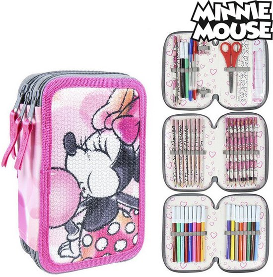 Stitch Pennenetui met viltstiften, potloden en balpennen, drievoudig etui voor kinderen met Disney-design, Stitch, 12.5x19.5x4.5 cm, Gelicentieerd product