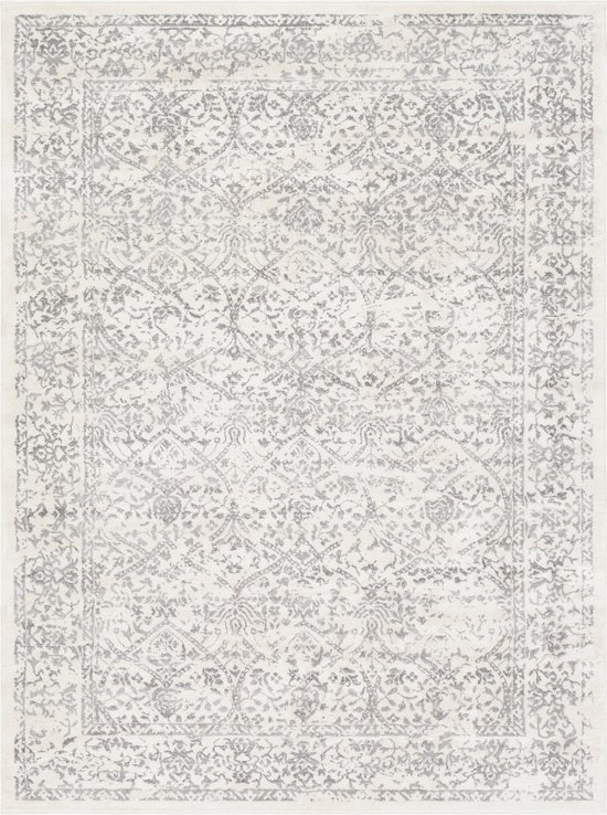 Tapis SURYA - Salon, Chambre - Tapis Oriental Vintage MARGAUX - Wit/ Grijs - 200x275 cm
