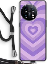 Case Company® - Hoesje met koord geschikt voor OnePlus 11 hoesje met Koord - Hart Paars - Telefoonhoesje met Zwart Koord - Bescherming aan alle Kanten en Over de Schermrand