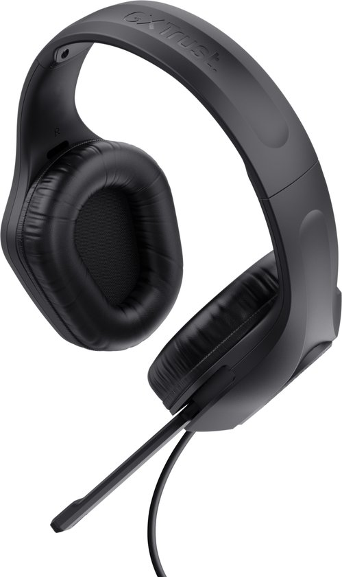 Zwarte over-ear gaming headset met microfoon.