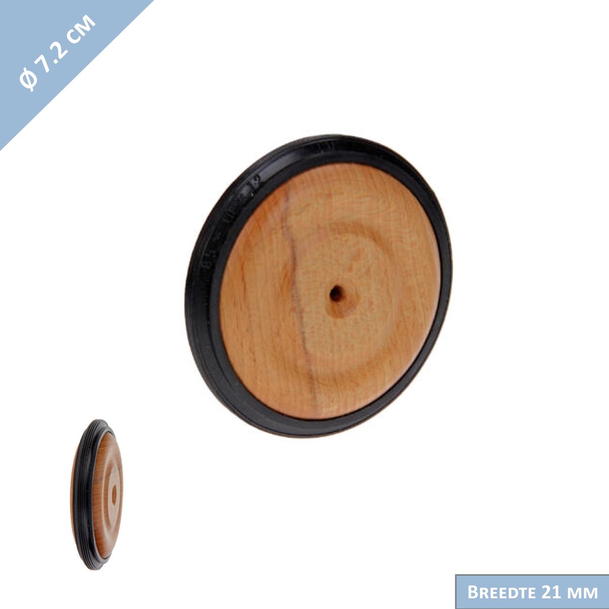 Roue ronde 12 cm en bois avec pneu caoutchouc pour jouet voitures