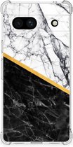 Back Cover Google Pixel 7A Smartphone hoesje met doorzichtige rand Marble White Black