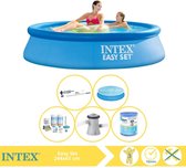 Intex Easy Set Zwembad - Opblaaszwembad - 244x61 cm - Inclusief Solarzeil, Onderhoudspakket, Zwembadpomp, Filter en Stofzuiger