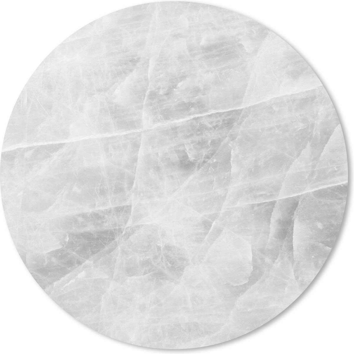 Muismat rond 20x20 cm - Mousepad Marmer - Steen - Wit - Luxe - Marmer printlook - Ronde muismatten