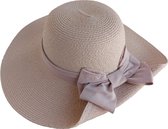 RAMBUX® - Chapeau de Soleil Femme - Rose avec Noeud - Chapeau de Plage en Osier - Chapeau de Paille Résistant aux UV - Chapeau Ajustable & Pliable - 55-58 cm