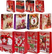 THE TWIDDLERS 12 Kerst Cadeautasjes met Handvat en Labels - 3 Maten (Klein 24cm, Medium 32cm, Groot 40cm) - Stevig, Praktisch & Herbruikbaar