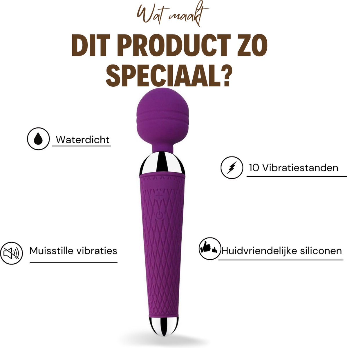 Happy Tears | Magische Wand Vibrator met 10 krachtige vibratie standen | Massage | Vagina | Dildo | Voor koppels | Fijne vibraties | Paars