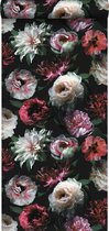 ESTAhome behangpapier bloemen roze, zwart en donkergroen - 139168 - 0,53 x 10,05 m