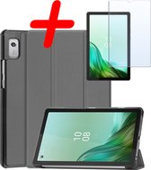 Hoesje Geschikt voor Lenovo Tab M9 Hoes Case Tablet Hoesje Tri-fold Met Screenprotector - Hoes Geschikt voor Lenovo Tab M9 Hoesje Hard Cover Bookcase Hoes - Grijs