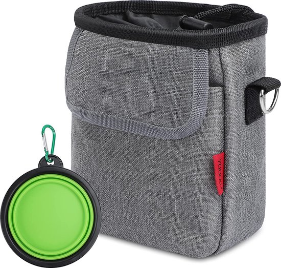 Yoosso Poepzakdispenser voor honden, voederzak, hondentraining, traktatietas, multifunctioneel, met poepzakdispenser, lekkernijenzak, hondensnoepzak voor uitlaten, hondentraining (zwart
