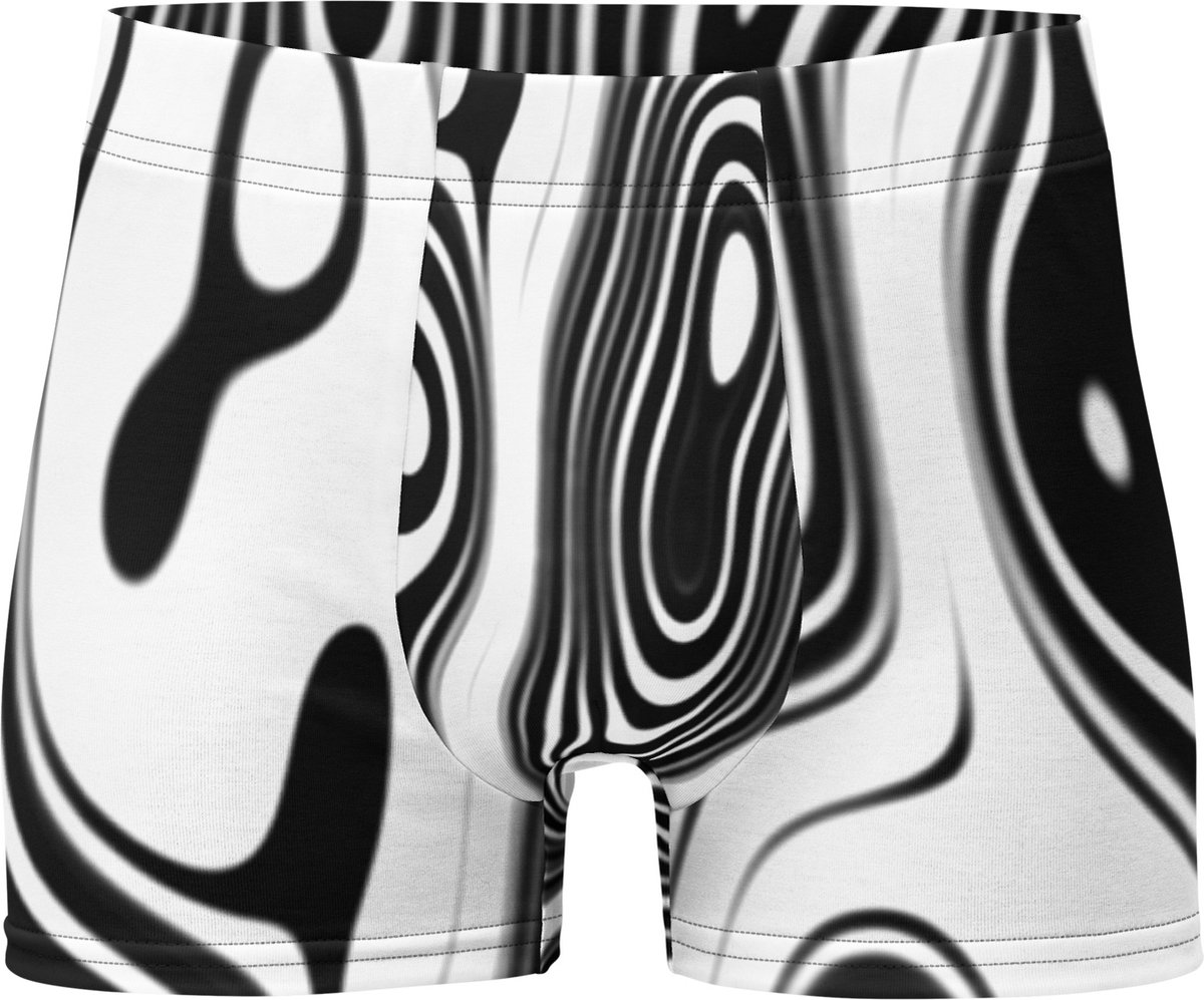 II THE MOON zwart wit Boxershort met unieke psychedelische RETRO ART ontworpen door Moon