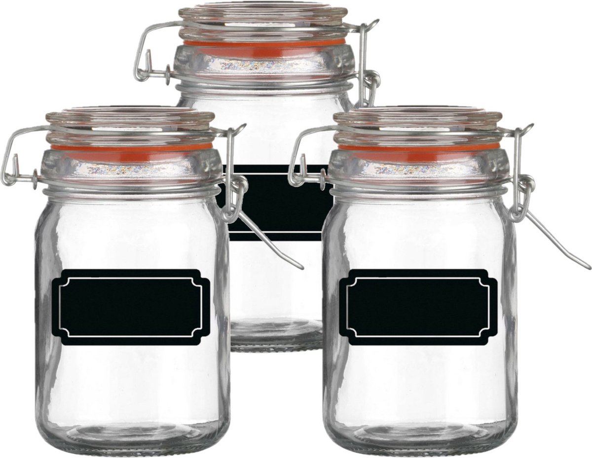 Weckpot/inmaakpot - 6x - 250 ml - glas - met beugelsluiting - incl. etiketten