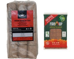 Houtbriketten - 10 kilo - kachel/openhaard - incl 32x aanmaakblokjes
