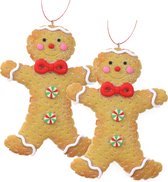 Kersthanger/ornament -gingerbread peperkoek mannetje -2x st- kunststof - 11 cm