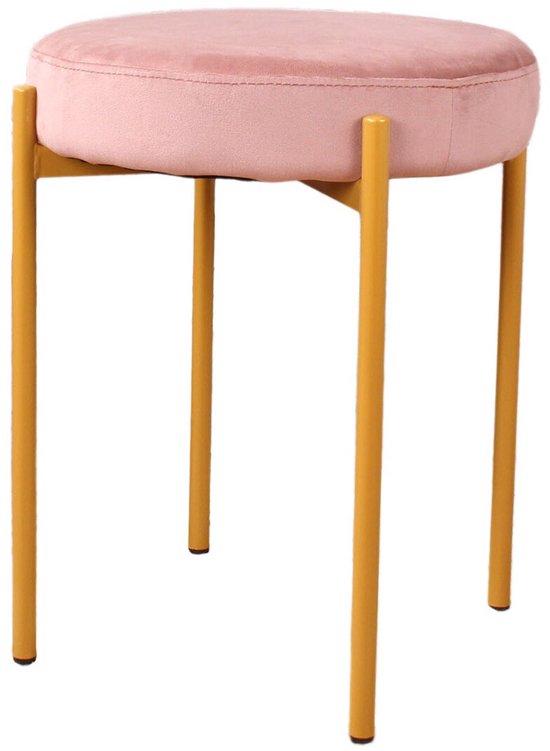 Roze Fluwelen Kruk Voetenbankjes Kaptafel Stoel Ijdelheid Make-up Stoel, Make-up Kruk met Zachte Zitting, Belastbaarheid 130 kg